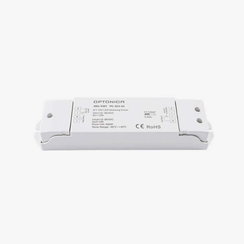 Zonski kontroler za jednobojne LED trake PUSH DIM 0-10V dimer 12-36V DC 12A