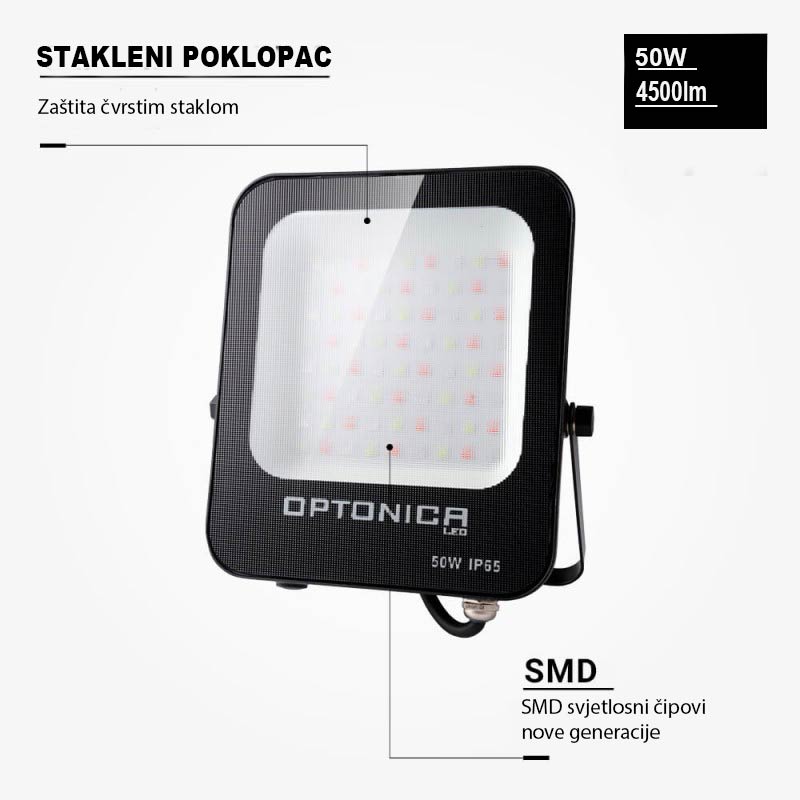 Crni LED reflektor 50W 4500 lm IP65 RGB